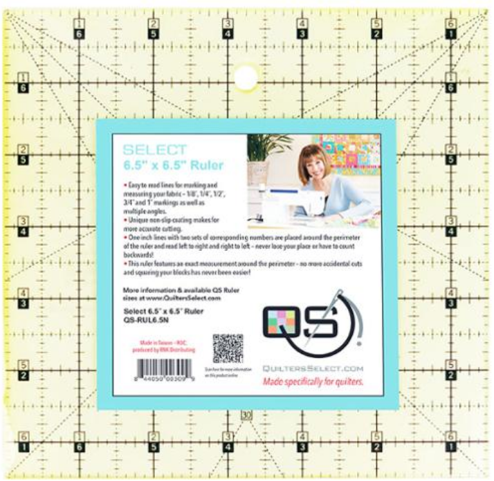 Quilters Select Non-Slip Ruler 6.5 x 6.5 Inch