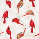 Unexpected Red Cardinals Cream by Rebecca Canale from Studio E Fabrics
