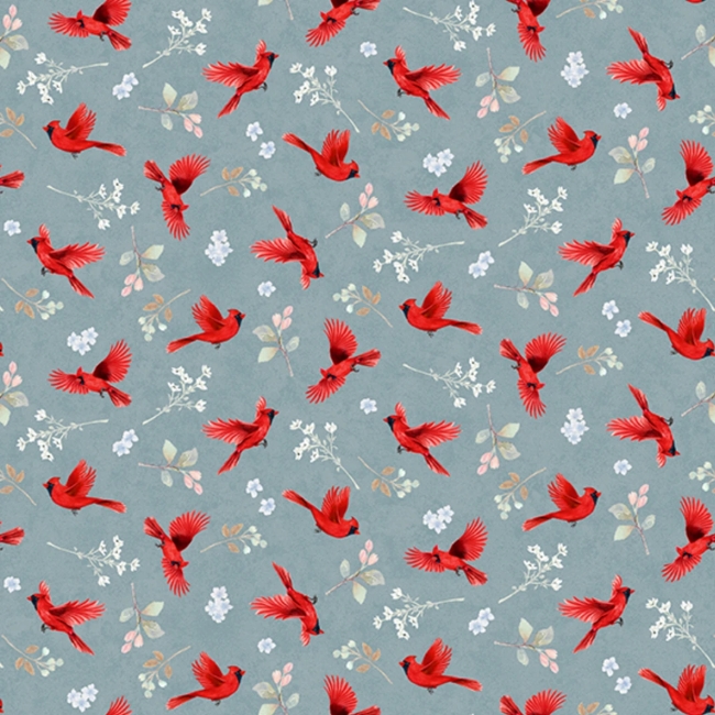 Unexpected Red Butterflies and Florals Slate/Red by Rebecca Canale from Studio E Fabrics