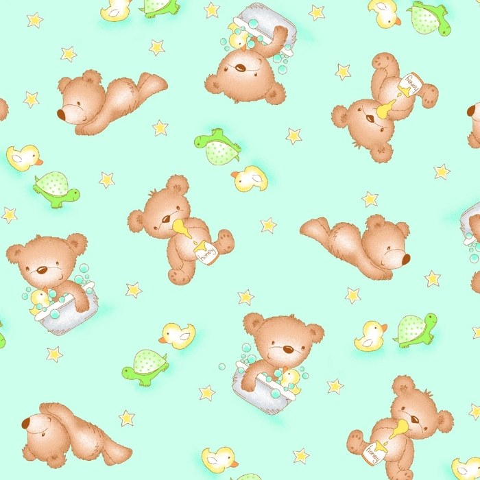 Comfy Flannel Teddy Bears & Stuff Light Green from A. E. Nathan