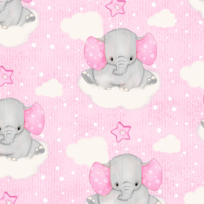 Comfy Flannel Elephants on Clouds Pink from A. E. Nathan