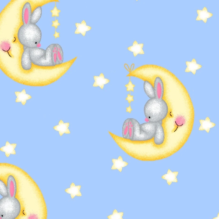Comfy Flannel Bunny on Moon Blue from A. E. Nathan