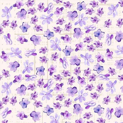 Lilac Lavender Flowers on Cream from Blank Quilting