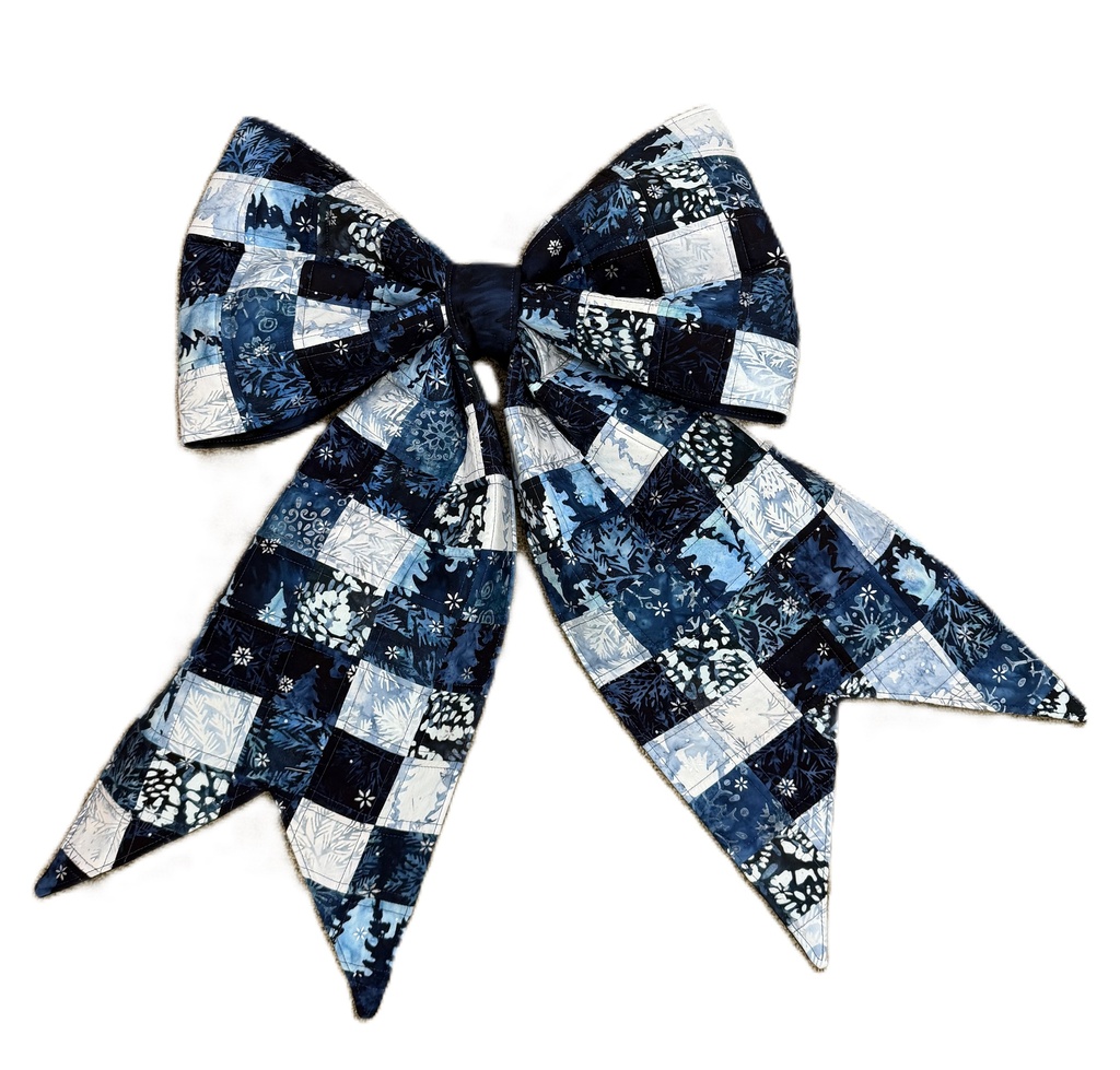 Patchwork Quilted Bow Blue Winter