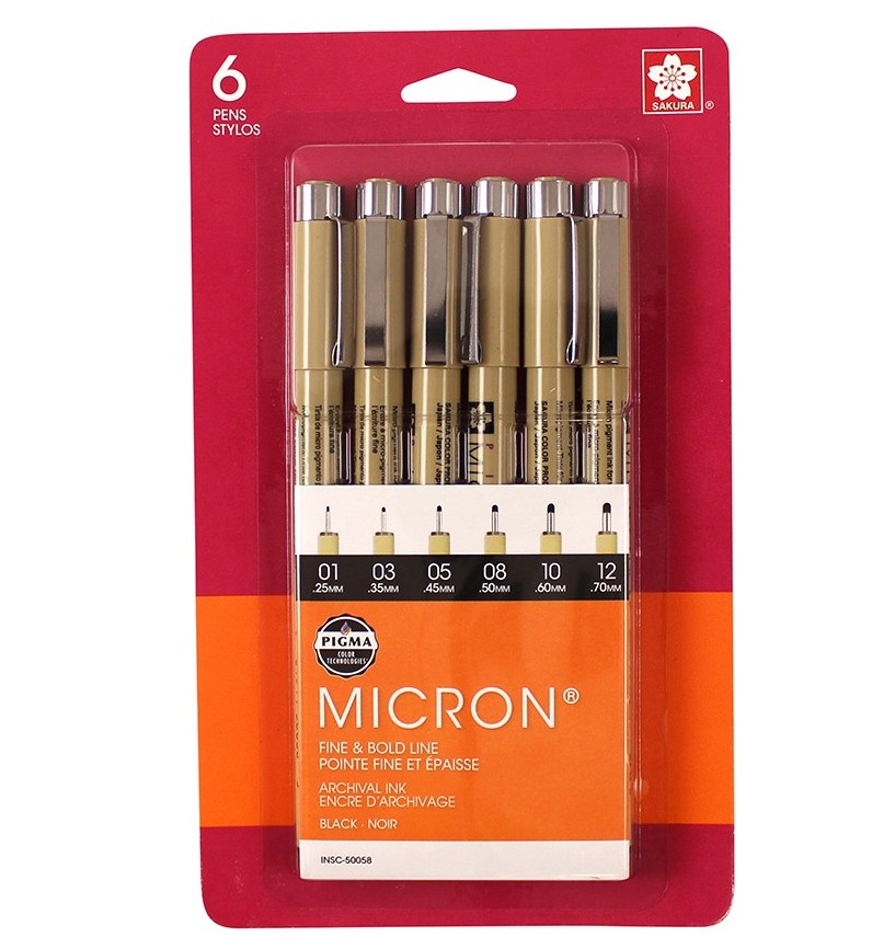 Sakura Pigma Micron Black 6-Pen Set