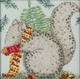 Nutty Squirrel Cross Stitch and & Bead Kit