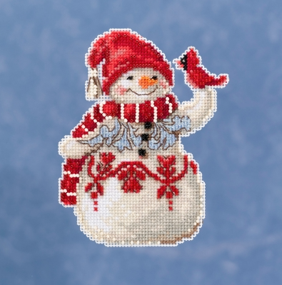 Snowman with Cardinal by Jim Shore Cross Stitch & Bead Kit