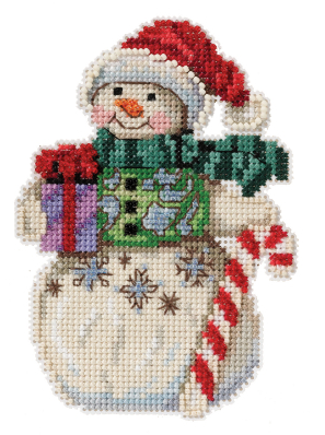 Snowman with Candy Cane by Jim Shore Cross Stitch & Bead Kit