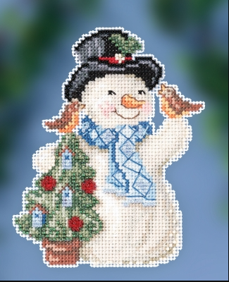 Feathered Friends Snowman by Jim Shore Cross Stitch & Bead Kit