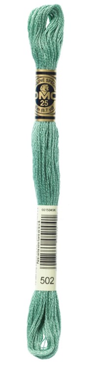 DMC Embroidery Floss Color 502 Blue Green