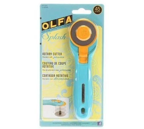 Olfa Splash Rotary Cutter, 45MM, Aqua