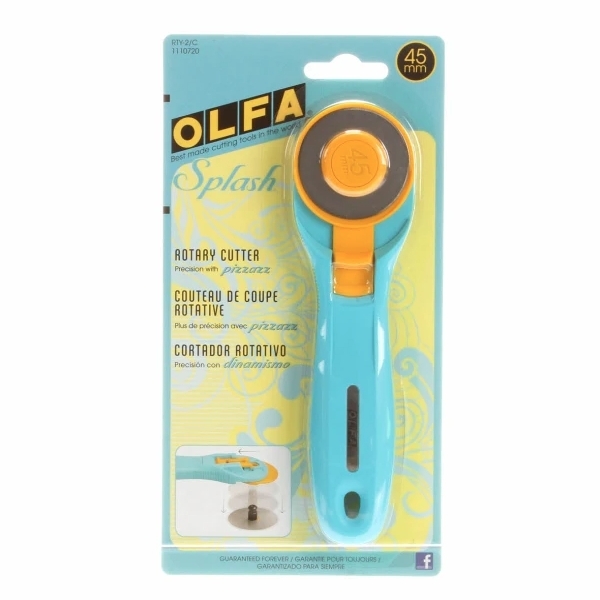 Olfa Splash Rotary Cutter, 45MM, Aqua