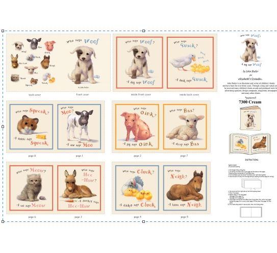 Who Says Woof? Book Panel By John Butler For Elizabeth'S Studio