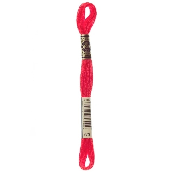 DMC Embroidery Floss Bright Orange Red 606