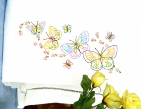 Perle Edge Pillowcases Fluttering Butterflies From Jack Dempsey Needle Art