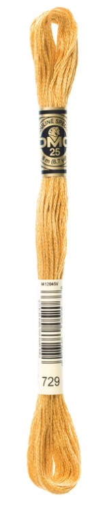 DMC Embroidery Floss Color 729 Medium Old Gold