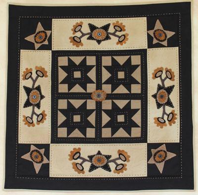 Midnight Blossoms Wool Applique Wall Quilt Pattern