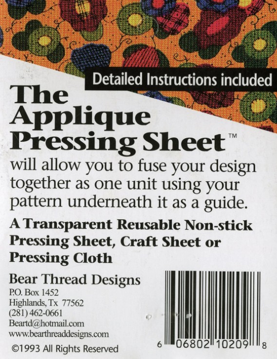 Applique Pressing Sheets from Bear Thread Designs