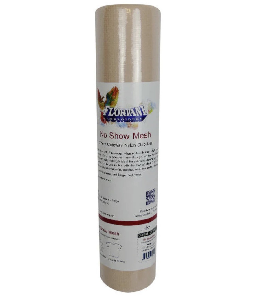 Floriani No Show Nylon Mesh Non-Fusible Stabilizer Beige 12" x 10 Yard Roll