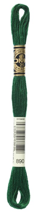 DMC Embroidery Floss Color 890 Ultra Dark Pistachio Green