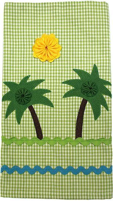 Tropical Twin Palms Tea Towel