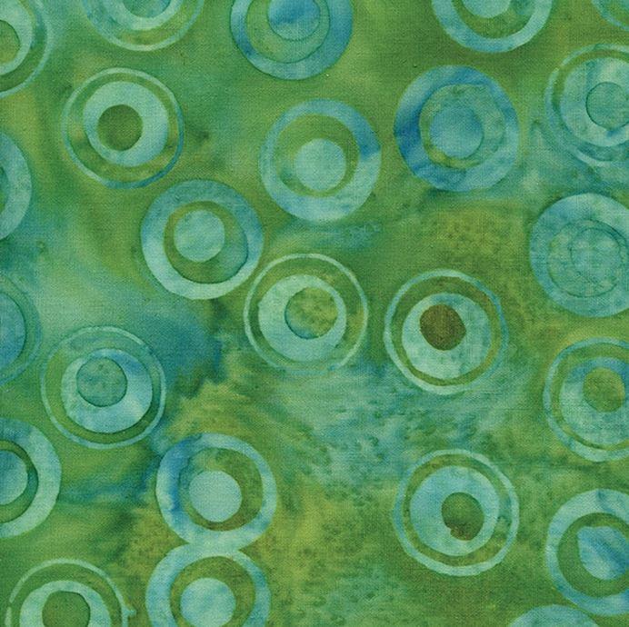 Lime Green & Turquoise Circles Batik