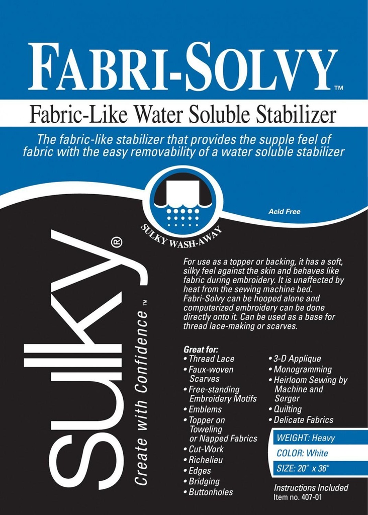 White Fabri-Solvy Washaway Stabilizer