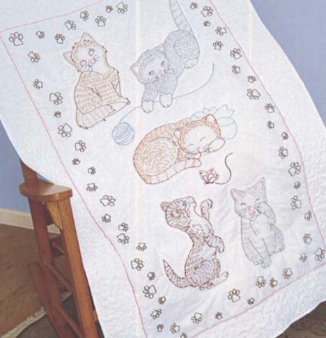 Lap Quilt Top Kitty Cats From Jack Dempsey Needle Art