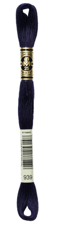 DMC Embroidery Floss Color 939 Very Dark Navy