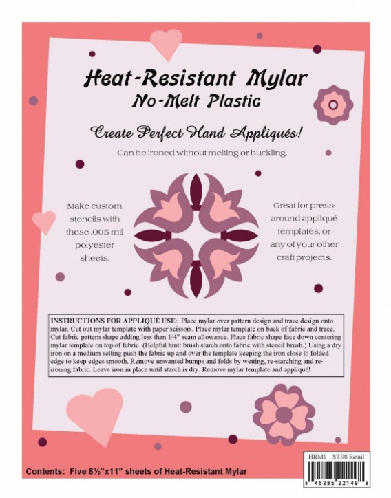 Heat Resistant Mylar Template Sheet