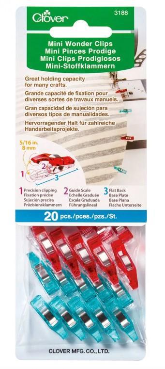 Mini Wonder Clips in Red and Blue from Clover, 20 Pack
