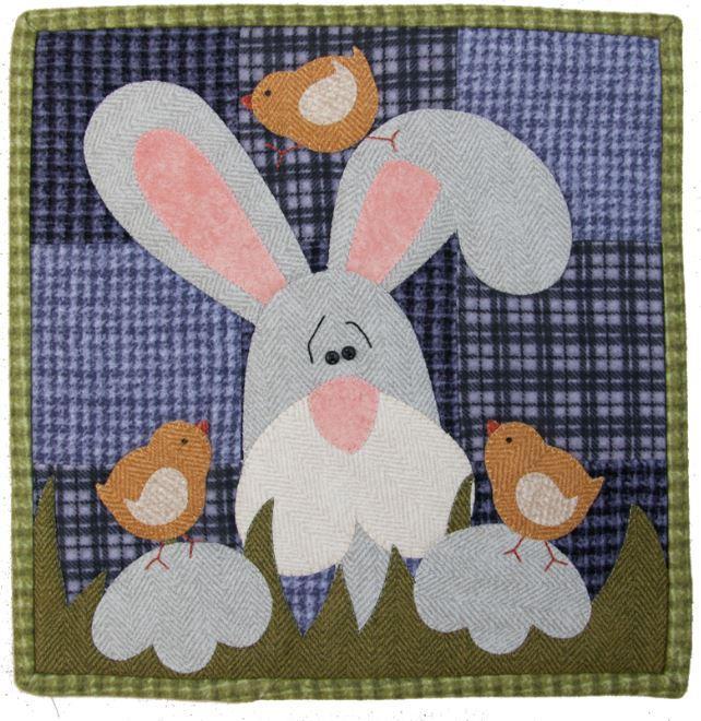 Little Quilts Squared Calendar Series April-Chick Magnet Pattern From The Wooden Bear