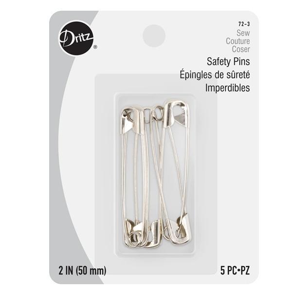 Safety Pins, Nickel, Size 3, 2 Inches