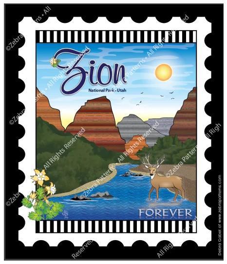 National Parks Stamp: Zion