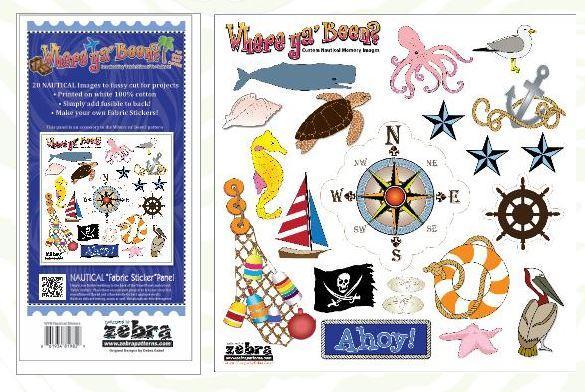 Where Ya Been Nautical Fabric Sticker Panel From Zebra Patterns