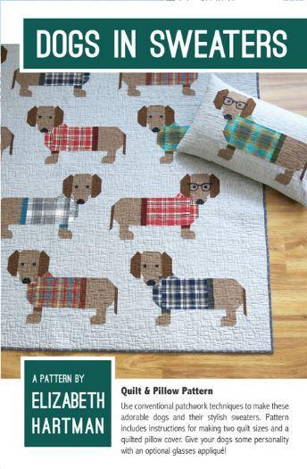 Dogs In Sweaters Quilt & Pillow Pattern by Elizabeth Hartman