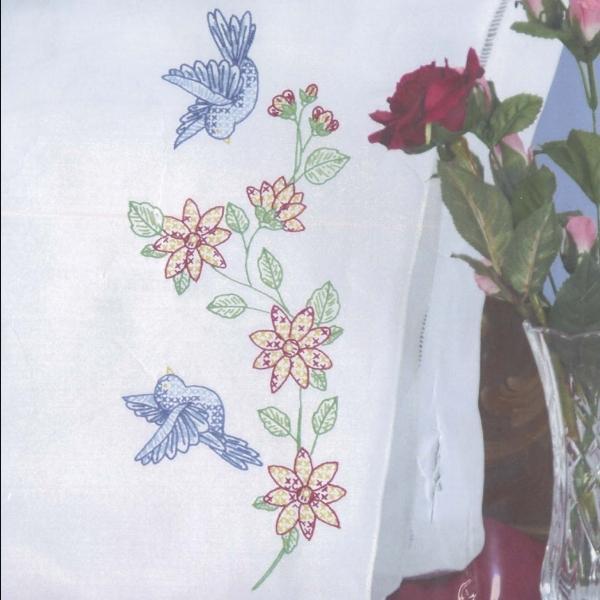 Perle Edge Pillowcases Birds from Jack Dempsey Inc