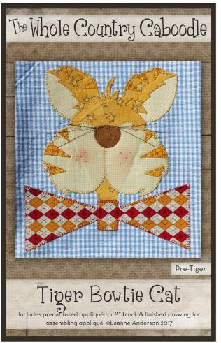 Tiger Bowtie Cat Precut Fused Applique from Whole Country Caboodle