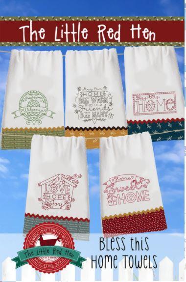 Bless This Home Towels Embroidery Pattern from The Little Red Hen