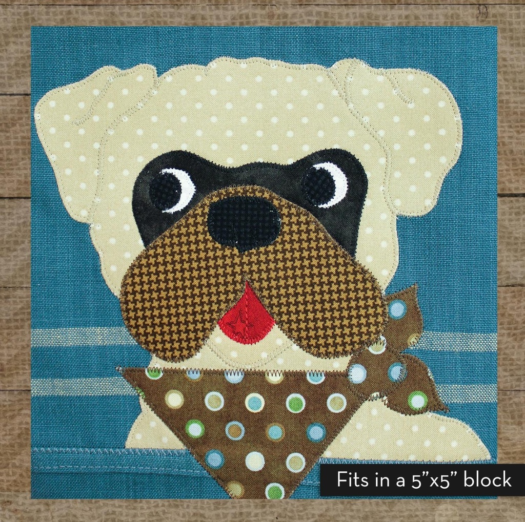 Pug Precut Prefused Applique Kit By Leanne Anderson for The Whole Country Caboodle