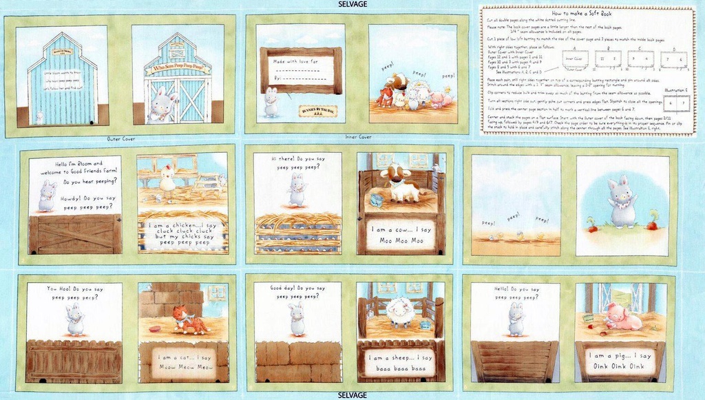 Cotton Tale Farm Soft Book Panel by Bunnies by the Bay for Timeless Treasures