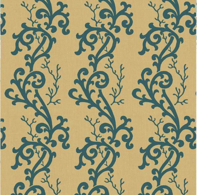 Sarah French No. 5, Blue Scroll By Nancy Kirk From Washington Street Studio