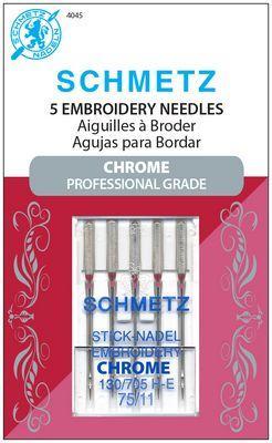 Schmetz Chrome Embroidery 75/11  Needles - 5 Pack