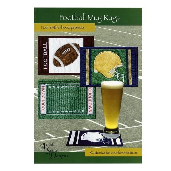 Football Mug Rugs Embroidery Pattern By Christine Conner For Amelie Scott Designs 