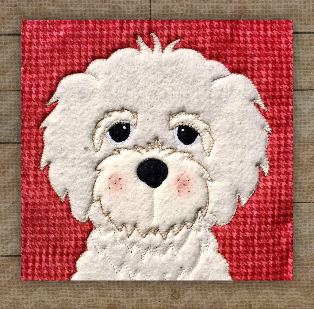 Bichon Frise Precut Prefused Applique Kit By Leanne Anderson For The Whole Country Caboodle