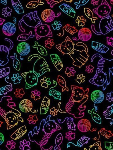 [TTR-C7037-B] Best Friend Cat Rainbow Outline From Timeless Treasures 