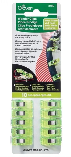 [CV-3180] Wonder Clips Neon Green From Clover 10 Count