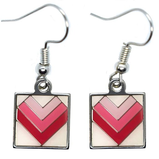 [PP-STRIPPYHEARTEAR] Pink Strippy Heart Earrings