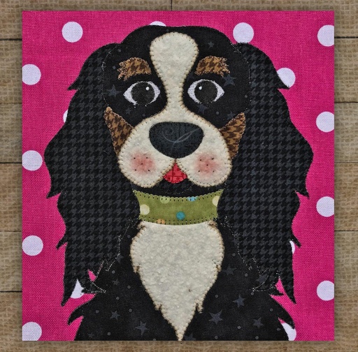 [PRE-CKCB] Cavalier King Charles Spaniel Black Precut Prefused Applique Kit For The Whole Caboodle