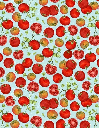 [WP-3383-437] Country Road Market Tomatoes On Blue From Wilmington Prints